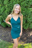 My daughter wore this for her sophomore homecoming. Beautiful color, excellent material. Looks expensive, but reasonable price. Totally happy with this dress! - Jennifer W.