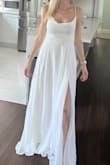 Such a cute dress with strings to pull tighter, fits perfectly. A little bit long but great if you're going to wear any kind of heel. Very comfortable good quality material - Danielle D.