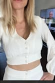 I feel like this is the perfect top and bottom for a beach day after your wedding! That's exactly what I'm going to wear it too. The top feels like a waffle knit but soft, very complementing to the V-neck line and the sleeves or long enough to cover my wrists with my long arms! - Danielle D.