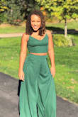 This two piece jumper was incredible sexy and classy! It fit great. I would say the pants were a little long on me, but I'm a shorty so I just wore higher heels. The adjustable back/straps of the top make it versatile for so many body types! Highly recommend!!! - Victoria N.
