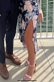 Super cute. Love these. They aren't super pink and the satin makes them pretty. They go with a lot of things, and are great for weddings. - Eleanor T.