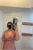 The dress was perfect for the occasion. I wore it to a baptism and I loved the length. It was really comfortable I just had to pin the neckline to keep it from opening too much. I am a Medium in everything. Got it in my usual size and fit perfect. - Alejandra A.