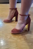 Wow- these shoes didn't just exceed my expectations, they blew me away! The color is exactly like the photo. The height of the heel is the perfect amount of sexy. The velvet is smooth, soft, and pristine. The gold inside the heel is the most fun little surprise to give them a unique edge. I have NEVER put on such a comfortable pump in my life, and I own A LOT of pumps! I tried them on, stood there for an hour chatting, then realized I was still wearing them and had absolutely zero pain in my feet, toes, or ankles! I am overweight, so that's really saying something! The strap has plenty of holes, so it can fit any sized ankle. I am in love. These will be absolutely perfect for my event! Can't wait to get a million compliments! - Elizabeth L.