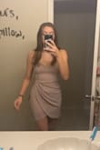 When I tried it on it fit fine but where the fabric crosses in the front was the problem. When I would walk it would slide up and become too short. This dress could totally work for people with smaller thighs/legs, just not for me. Other than that the dress was very pretty! - Caroline H.