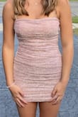 This was a beautiful blush pink dress with a touch of sparkle. We loved it! - Bev R.