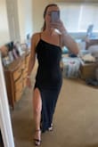 This dress fits like a glove! The slit was a little high up my leg, but I everything stayed in place. I got a ton of complements. - Maggie K.