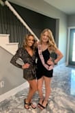 Bought this romper to wear for my daughters sweet 16, and it worked out well. I read all the reviews and went with an XS, it was a little short but was reassured by several people that it looked great. I received a lot of compliments about how cute and sparkly it was all night. - Cassy B.
