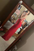 Has a slip under the dress. Super comfy and lasted all night at the military ball. Longer so will need heels or hemming. - Andrea H.