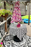 The large fit great. Beautiful colors in this dress. I love having this in my closet! It looks happy. I could not find a pair of shoes that matched the colors in this dress so I painted a pair and the colors pop! - Vicky L.