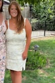 Wore this for my bridal shower and absolutely loved it! Was a smidge loose but I think if I ordered a size smaller it would have hugged my body which I didn't want. It was very comfortable! The straps are wide enough that I could wear a regular bra! - Megan D.