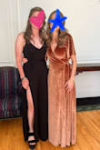 I wore this to a friend's wedding and loved it! Slits ones are high and show a lot of skin when I say down, but when standing/walking/dancing it was perfect for the black-tie affair. Will be wearing it again for a work event coming up, I will likely pin the leg slits closed a little further down my leg but otherwise, it will be great for many occasions. - Sara J.
