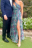 Floor length and comfortable! I wore this as a bridesmaid's dress. Long enough for a small chunk heel for a 5'11' girl. I wore sticky boobs and it was perfect. - Alicia S.