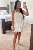 I wore this dress for my bridal shower and it was the perfect dress for it. It fit true to size and very good quality. Couldnt recommend it enough! I received so many compliments on it as well! - Kaitlyn F.