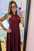 This dress is absolutely stunning! The color is gorgeous and the material is quality. As others have stated it is very long so I'm having it hemmed and the bodice needs to be taken in just a tad for me. But this dress is worth the alterations! Can't wait to wear it to the wedding! - Danielle L.