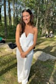 I wore this for my Rehearsal/Rehearsal Dinner & it was so elegant & chic!  Received a lot of compliments on this jumpsuit. Extremely comfortable for moving around & wearing all-day!  The pants were a little too long, but I did not have time to hem them!  HIGHLY recommend!!  Truly obsessed & can't wait to find an excuse to wear this again!! - Mary C.