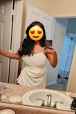 I probably could have gotten this a size smaller but since I am apple shaped, I get nervous about how things will look in the waist area. The ruching is very forgiving in the area and I'm busty (38H) and this was a little loose there too (will use fashion tape in the future with it). I felt very beautiful and elegant. The split was the right amount of sexy for me. Great style, would highly recommend. - LeAnna R.