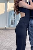 I loved everything about this jumpsuit! I was able to dance and move comfortably. Using the bathroom was a bit of a pain(to be expected).- I am normally an XS, but went with an XXS because I wanted it to fit a little tighter. But it turned out to be the PERFECT size! - I had very minor complaints about it.  I am fairly small chested, and there was extra fabric under my chest area that just wasn't holding the girls in. I was able to have it taken in luckily, which made the jumpsuit perfect. If you are short like me(5'1), you will definitely need it to be hemmed. Even with heels there was lots of extra fabric. The back lower part of the jumpsuit also tends to fold a bit just right at the top(which you can see in the photo). - All in all, after the very minor adjustments, it was the perfect outfit! - Brittany L.