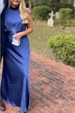 I usually wear a size 6/8 in bottoms, but this size Small fit me best. The top was a little loose as I wear a 34B bra size. This was a super cute and luxurious-looking dress that was perfect for a wedding. I'm 5'4" and with 1 inch heels on, the dress hit the ground perfectly. Definitely recommend! - Olivia E.
