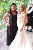 This dress is more beautiful in person. The lace is lightweight. The sweetheart shape adds emphasis to the breast area. The dress is waisted so it adds curvature to the body. The dress is long. It is perfect for tall women or when using high heels. I wore it to a garden wedding where all guests were asked to wear black. I felt beautiful because the top layer of the dress is incredibly flowy. - Monica C.