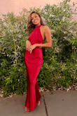 I loved the fit of this dress. The way the fabric drapes makes it flattering from every angle and the low back makes it sexy but still understated. Neck piece was a smidge tight but it didn't bother me through the night. - Dominique B.