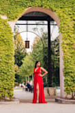I wore this dress for my save the date photos and it was sooo comfortable and flowy!!! The material didnt stick to me even though it was 110 degrees. It was easy to move around in it, however it was a little long, other than that it fit perfectly. - Sonali P.