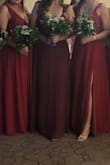 This dress was so pretty and flattering. It is long but with my platform heels, it was no problem. Not giving it five stars because on the day of the wedding the zipper broke and thankfully my dad was able to sew the dress together. - Maria A.