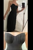 I bought this for my sister's wedding--she's going for chic and classy bride's maids. It looks elegant. I love the amount of material and the fact that the slit isn't super pronounced. My favorite accent is the vertical pleats on the bust. - Olena P.