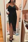 Great for a wedding I had this past weekend. I needed to see the slit since it's only wrapped fabric. I was worried I would flash someone with my dance moves lol - Skya S.
