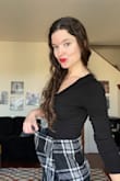 This is an adorable fall/winter skirt, but I regret not following Lulu's size recommendation of small. I generally get small dresses and medium bottoms, so I got the medium to be on the safe side, but it doesn't work as a high-waisted skirt unless I add a belt. That said, it's very cute and great for a crisp fall day! - Hillary M.