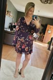 I normally wear a 6/8 dress. I ordered a medium and while it's a tad tight in the chest, it fits great everywhere else. I don't think i could size up because it would've been too loose in other areas if I did. If you're larger chested, there's no way you're getting your chest in this dress unless you size up. The sleeves are also pretty long but I can make due with that. I won't have room for a bra under there so I'll be wearing pasties. Overall, it's beautiful dress & I'm super happy with it. It'll be worn to a fall wedding this weekend. - Brandi S.