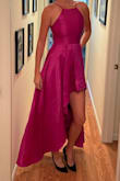 Really nice fabric and looks great if you are tall / have long legs / want to wear heals. It is very wrinkly when it arrives so make sure to give yourself lots of time to iron before your event - Alexandra K.