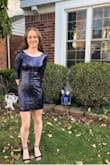 The dress looked exactly like it did online and was very comfortable. I noticed in the reviews that I would probably be a small even though I am usually a medium. The small fit great! I will defiantly be ordering again. - Lydia F.