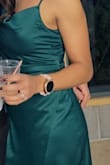 I wore this dress to an anniversary party and loved it. The fabric is lovely and it fit well. The only downside is I was expecting the dress to be emerald green like the photo, but it was more like teal. Either way, it was still cute and I wish I had another nice event to attend just so I can wear it again. - Eleanor J.