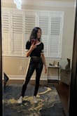Well & I love these leggings. The look is adorable. Smell was minimal out of the package. I'm tall 5'9" with long legs and 125 pounds. The chat representative suggested size S, but they didn't have much bunch at ankle like the pic. So I exchanged for a medium which fits ok and not really tight, waist is really high and a bit loose on those because I'm not taking up the material in width. So if you are tall/slim the M worked better for length. The return of the S was simple and quick and they mailed out the medium even before they got my return which I thought was fantastic. I kept the M - however, I live in Florida. I have A/C on still in the house but when I tried on the medium, I can't lie my butt was HOT! So maybe I can only wear these once it gets cold here & I kept them but I don't want to sweat in them like that & but the look is adorable!! Material stretches and I think will hold shape well. - Lori W.