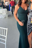 This dress was beautiful. The color is just as pictured. The material was thick and flattering. It was long even with my shoes on, had to have alterations. - Jessica P.