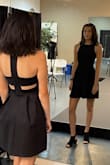 My daughter needed a dress for a photoshoot. It is a lovely skater/fit and flare dress. It is thick and lined. She said it was very comfortable. The back is just the right amount of sexy. - Ayesha T.