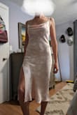 First purchase with lulus and I'm thrilled! Such a beautiful flattering dress! I bought it early for a wedding next July, and can't wait to wear it. Like others said it is more light pink in person but still beautiful. I generally wear a size medium but others said it ran large so I ordered a small and it fits perfectly! Also super comfortable, moves nicely. Will definitely order from lulus again! - Vanessa B.