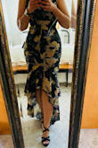 This dress came in the mail two days prior to me writing this review so I haven't had a chance to wear it to the party but after I tried it on, I'm so impressed I decided to write a review. I even wore this while walking on a treadmill and it still feels comfortable. I didn't have to hem the dress because my heels are enough to keep the bottom just slightly touching the ground. This dress fits like a glove, it's snug but it accentuates your curves, gives you the sexy classy vibes without revealing too much, the only thing I wish this dress came with is a sexy Latino guy to have a salsa dance with. - Debby R.