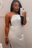 Such a beautiful dress! The quality was way better than I thought it would be! The straps are adjustable and the slit isn't too high! Highly recommend! - Tiffinie