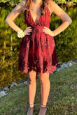 My daughter wore this dress to homecoming. This dress was the prettiest one i saw on any social media platform. My only complaint is the straps are thin and not well secured and I had to do an emergency repair right before she walked out the door. - Sharon D.