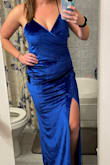 This dress was so incredibly comfortable, light and a great length (no hemming necessary). BUT I didn't feel like the way the material fell was flattering on me. I thought it added some extra pounds and didn't do much for my shape - making everything look bigger. The velvet material didn't feel as high quality as other Lulus dresses I've gotten and there was a note on the tag about the color washing out so be wary of that. The straps were adjustable and very stretchy, but didn't feel very secure. Overall, wish this had been up to the quality I've come to expect from Lulus. - Alexa C.