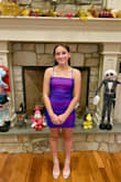 My daughter wore this pretty dress to her first Homecoming dance, and she looked amazing in it. She received many compliments, and it was comfortable too. It is thin, so she wore little pasties to cover her chest area. Sizing was perfect! - Anna C.