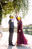 Perfect dress for engagement photoshoot - so comfortable and flowy. Beautiful deep wine red color. Love the tasteful leg slit, and the tie down the open back was very cute. - Elle K.