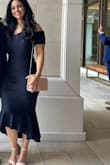 I got plenty of compliments on it, super cute! I am a very curvy/hour-glass figure individual, so it was a little big around the waist and back but pretty tight on the booty. Material felt very nice and thick, I do think it gave me a very tiny bumpy belly look even though I had spanx on, but I didn't really care. Boob region kept falling so I used double sided tape to hold it up in place. Overall, comfortable, breathable, and I would recommend. - Clara G.