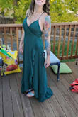 My dear friend is getting married, and she wants the bridesmaids to wear any style they want, as long as they are emerald green. I ordered three dresses and this was the immediate winner! I feel so sexy and beautiful in it! I also wear an insulin pump, and this dress hides it well. The only downside is that it is SLIGHTLY lighter than the other emerald green dresses, but the bride was fine with it, so I'm going to wear it! - Kimberly L.