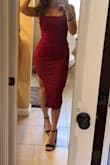This dress is gorgeous, it fit perfect and is very flattering. This color was perfect for a fall wedding I wore it too, and I got many compliments on it! - Mattea P.