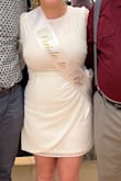 This was perfect for our wedding shower. I'm 5'2 and the dress was short on me. Not so much when standing but sitting was difficult the dress was also a bit tight through the waist but the XL was way too big so I stuck with the L. Got tons of compliments on it! - Natalie M.