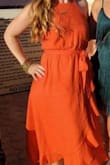 I was worried it would be hot and humid and didn't want to sweat so I specifically looked for linen. Not formal enough for a black tie but dressed up nice with sparkly gold flats, and lots of bangles. Perfect high-low length and stretchy waist, comfortable for dancing! - Carol H.