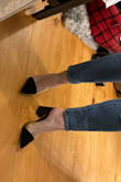 When I saw these shoes on sale, I knew I had to have them. I rarely wear heels, but I know that even wearing these once or twice is worth it. They are so unique and can be worn with so many outfits! I plan to dress up some jeans by wearing these shoes and a cute top. I am a true 8 in almost all brands, but had to exchange the 8 for an 8.5. Because there is no back, they do flop a bit when you walk, but not enough to be annoying, in my opinion. - Claire S.