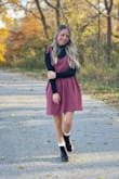 Ordered this for an upcoming photo shoot and I am in love! I ordered a size down from my normal orders because of other reviews and it provided the perfect fit. I paired it with a turtleneck, socks, and boots for a fabulous fall ensemble and the fall photos turned out amazing.  And having pockets is a huge bonus! I would absolutely recommend this dress. - Emily H.